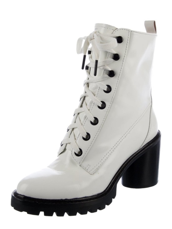 Marc Jacobs Shoes - Marc Jacobs White Patent Lace-Up Block Heel Boots